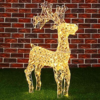 BAKAJI Renna Natalizia Luminosa 3D in Perline Cristalli Acrilici Riflettenti 100 Luci LED Bianco Caldo Renne Luminose Da Giardino Addobbi Natale Altezza 70 cm BAKAJI Renna Natalizia Luminosa 3D in Perline Cristalli Acrilici Riflettenti 100 Luci LED Bianco Caldo Renne Luminose Da Giardino Addobbi Natale Altezza 70 cm