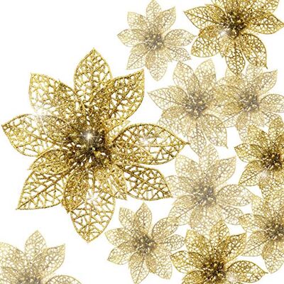 Fiori di Natale Boao - Set di 24 Stelle con Glitter - Oro Fiori di Natale Boao - Set di 24 Stelle con Glitter - Oro