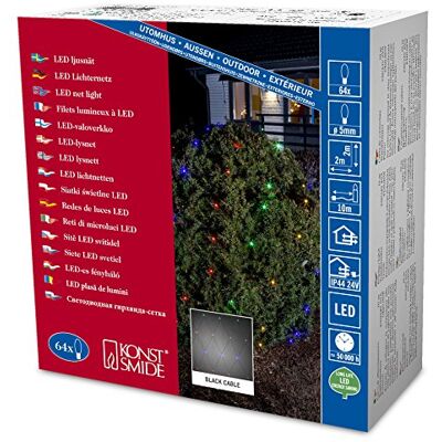 Konstsmide Microlight Catena luminosa, 64 lampadine colorate, multifunzione, trasformatore esterno 24 V, cavo nero Konstsmide Microlight Catena luminosa, 64 lampadine colorate, multifunzione, trasformatore esterno 24 V, cavo nero