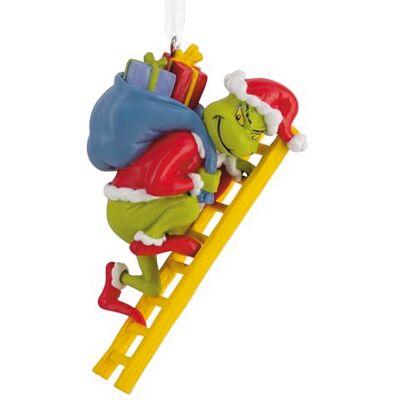 Hallmark Dr. Seuss Come il Grinch ha rubato il Natale! Grinch on Ladder Ornamento di Natale, regali di Natale film Hallmark Dr. Seuss Come il Grinch ha rubato il Natale! Grinch on Ladder Ornamento di Natale, regali di Natale film