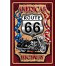 Schatzmix Blechschild Motorrad Route 66 American Highway Metallschild Wanddeko 20x30 cm Tin Sign Targa di Metallo da Parete, Lamiera, Multicolore