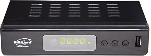 DIGIQUEST twin tuner rec Decoder digitale terrestre,DVB-T2, Full HD Small Edition Funzione di videoregistratore, Nero