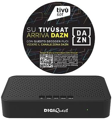 DIGIQUEST Decoder tivùsat Classic Q10   Ricevitore satellitare HD tivùsat e abilitato zona DAZN   Mediaplayer, Telecomando 2 in 1 e Smartcard tivùsat inclusa   Colore: Nero