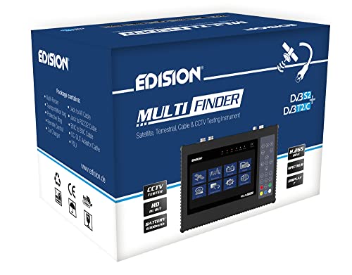 Edision Multi-Finder manometro per satellitare DVB-S/S2 terrestre DVB-T/T2 cavo DVB-C segnali H.265/HEVC & CCTV Tester, Nero