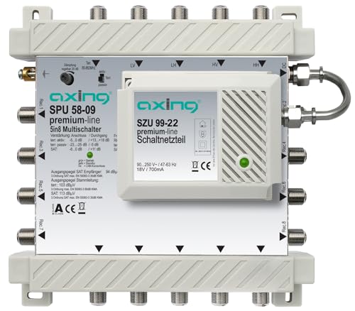 Axing SPU 58-09 Multiswitch 5 a 8 Espandibile con Amplificatore per il Satellite e Terrestre