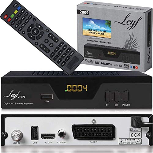 hd-line Leyf 2809 Ricevitore digitale Satellite (HDTV, DVB-S/S2, HDMI, SCART, 2 porte USB 2.0, Full HD 1080p) [Pre-programmato per Astra Hotbird Türksat]