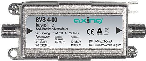 Axing Amplificatore di Linea per Segnali Satellitari e Antenna, 17 dB, 47-2400 MHz