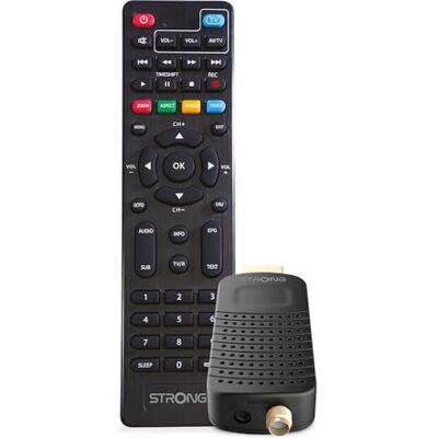 Strong Ricevitore HDMI/Decoder DVB-T2 SRT84 Funzione registratore Compatibile con standard HEVC265 e Dolby Audio Guida elettronica ai programmi Telecomando 2 in 1 Nero Strong Ricevitore HDMI/Decoder DVB-T2 SRT84 Funzione registratore Compatibile con standard HEVC265 e Dolby Audio Guida elettronica ai programmi Telecomando 2 in 1 Nero