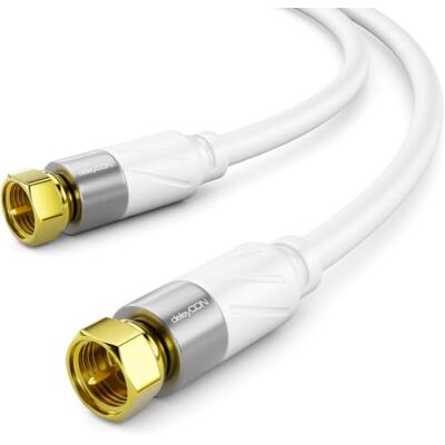 deleyCON 3,0m 4K Cavo Antenna SAT TV Cavo Coassiale Connettore F HDTV Schermatura quadrupla, DVB-S, DVB-S2, radio DAB, DVB-T2, connettori metallici placcati in oro Bianco deleyCON 3,0m 4K Cavo Antenna SAT TV Cavo Coassiale Connettore F HDTV Schermatura quadrupla, DVB-S, DVB-S2, radio DAB, DVB-T2, connettori metallici placcati in oro Bianco