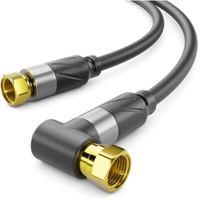 deleyCON 7,5m 4K Cavo Antenna SAT TV Angolato Cavo Coassiale Connettore F Quadrupla schermatura, HDTV, DVB-S, DVB-S2, radio DAB, DVB-T2, connettori metallici Nero deleyCON 7,5m 4K Cavo Antenna SAT TV Angolato Cavo Coassiale Connettore F Quadrupla schermatura, HDTV, DVB-S, DVB-S2, radio DAB, DVB-T2, connettori metallici Nero