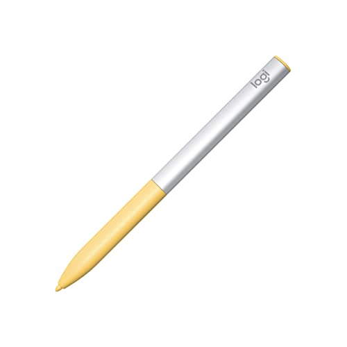 Logitech Pen per Chromebook Stilo USI ricaricabile progettato per l'apprendimento, Certificato per Chromebook, Nessuna associazione, Impugnatura morbida antiscivolo Argento/Giallo