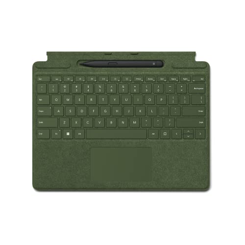 Microsoft Surface Pro 8/9 / X Signature Keyboard Verde Foresta in bundle con Slim Pen 2 Nero, QWERTZ, layout Tedesco