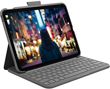 Logitech per iPad (10ª generazione) Custodia con tastiera   Slim Folio con tastiera wireless integrata (grafite) Pan Nordic Layout