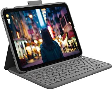 Logitech Slim Folio Custodia con Tastiera per iPad (10a Generazione) con Tastiera Wireless Integrata Layout Italiano QWERTY-Layout Grigio