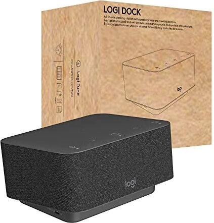 Logitech Logi Dock, docking station all-in-one usb c, speakerphone, cuffie con microfono con cancellazione del rumore, bluetooth, hdmi, Windows/macOS, per Zoom, Google Meet, Google Voice, Grafite