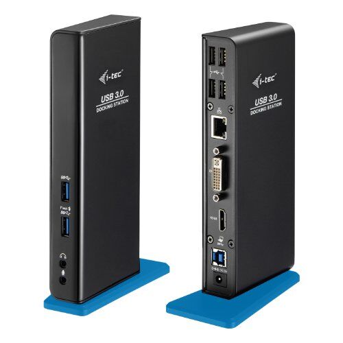 i-tec USB 3.0 Docking Station per PC Portatili – HDMI DVI (2X Full HD+) 4X USB 2.0, 2X USB 3.0, GLAN Ethernet, Audio/Mic per Windows, MacOS e Linux