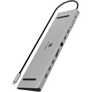 ICY BOX Docking station USB-C con 3 uscite video, Power Delivery fino a 100 W, 2 HDMI, VGA, 3 USB 3.0, lettore di schede SD/microSD, Gigabit LAN, alloggiamento in alluminio ICY BOX Docking station USB-C con 3 uscite video, Power Delivery fino a 100 W, 2 HDMI, VGA, 3 USB 3.0, lettore di schede SD/microSD, Gigabit LAN, alloggiamento in alluminio