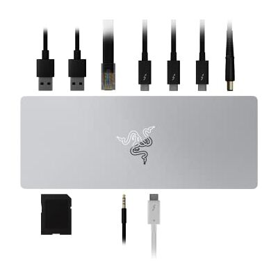 Razer Thunderbolt 4 Dock : certificato Thunderbolt 4-10 porte in una doppia uscita video 4K o singola 8K a prova di futuro e retrocompatibile bianco Mercury Razer Thunderbolt 4 Dock : certificato Thunderbolt 4-10 porte in una doppia uscita video 4K o singola 8K a prova di futuro e retrocompatibile bianco Mercury