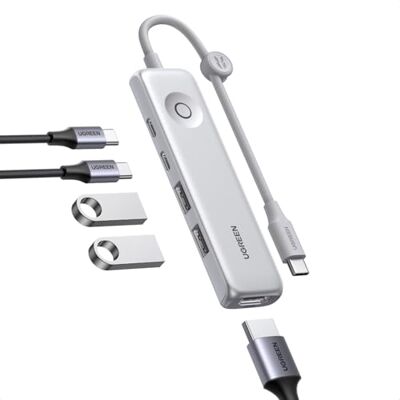 UGREEN Revodok Hub USB C 5 in 1 Adattatore USB C Sottile e Leggero HDMI 4K 60Hz, 10Gbps, PD 100W Ricarica Rapida, Bottone di Comando, Compatibile con MacBook Pro Air iPad iPhone UGREEN Revodok Hub USB C 5 in 1 Adattatore USB C Sottile e Leggero HDMI 4K 60Hz, 10Gbps, PD 100W Ricarica Rapida, Bottone di Comando, Compatibile con MacBook Pro Air iPad iPhone