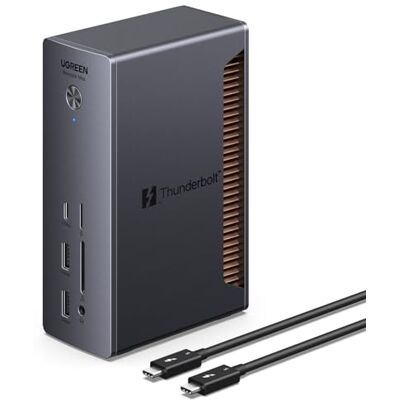 UGREEN Revodok Max 2131 Docking Station Thunderbolt 5 120Gbps Trasferimento Ultra Veloce Dock Hub 13 in 1 con 4 TBT5 Multi USB 3.2 RJ45 2.5GbE Lettore di Schede SD TF 4.0 Jack 3.5mm Carica 140W Max UGREEN Revodok Max 2131 Docking Station Thunderbolt 5 120Gbps Trasferimento Ultra Veloce Dock Hub 13 in 1 con 4 TBT5 Multi USB 3.2 RJ45 2.5GbE Lettore di Schede SD TF 4.0 Jack 3.5mm Carica 140W Max