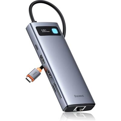 Baseus Docking Station 9 in 1 USB C 4K120Hz, 2 Monitor HDMI, Hub USB C, Ethernet 1000 Mbp, PD 100W, lettore di schede TF/SD, USB 3.0, Adattatore per MacBook/Dell/HP/Lenovo e altri PC Baseus Docking Station 9 in 1 USB C 4K120Hz, 2 Monitor HDMI, Hub USB C, Ethernet 1000 Mbp, PD 100W, lettore di schede TF/SD, USB 3.0, Adattatore per MacBook/Dell/HP/Lenovo e altri PC
