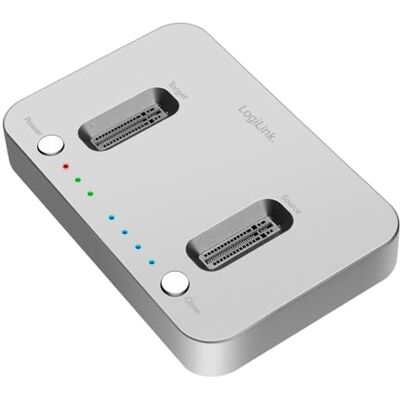 Logilink QP0033 Docking station USB 3.2 (Gen 2) a 2 porte per SSD M.2 NVMe, con clone offline, colore: Argento Logilink QP0033 Docking station USB 3.2 (Gen 2) a 2 porte per SSD M.2 NVMe, con clone offline, colore: Argento