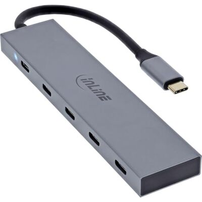 InLine Hub USB-C 4X USB-C + Power Delivery 100W USB 3.2 Gen.2 Alluminio 10Gb/s per MacBook, Smartphone, Tablet, Windows, 35392E InLine Hub USB-C 4X USB-C + Power Delivery 100W USB 3.2 Gen.2 Alluminio 10Gb/s per MacBook, Smartphone, Tablet, Windows, 35392E