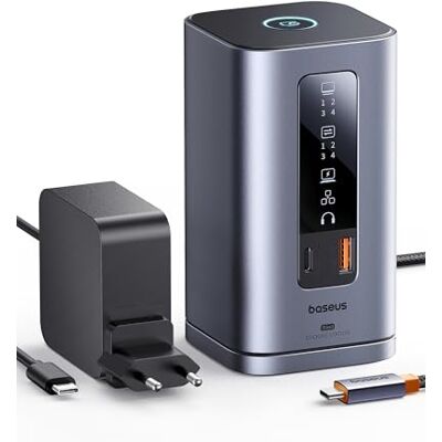 Baseus Spacemate 11 in 1 Docking Station con Alimentatore 3 Monitor per Windows, con Display Intelligente, 4K HDMI/DP, 10Gbps USB-C/A, 100W PD, Ethernet, Audio, Compatibile con HP/Lenovo/Dell/Acer Baseus Spacemate 11 in 1 Docking Station con Alimentatore 3 Monitor per Windows, con Display Intelligente, 4K HDMI/DP, 10Gbps USB-C/A, 100W PD, Ethernet, Audio, Compatibile con HP/Lenovo/Dell/Acer