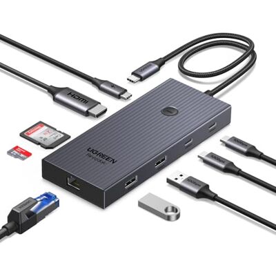 UGREEN Revodok Pro 1091 Hub USB C Ethernet Gigabit 9 in 1 Docking Station HDMI 4K 60Hz, 10Gbps Trasferimento Rapido, RJ45 1000Mbps, Lettore Schede SD TF, PD 100W, Compatible con MacBook Pro Air Neo UGREEN Revodok Pro 1091 Hub USB C Ethernet Gigabit 9 in 1 Docking Station HDMI 4K 60Hz, 10Gbps Trasferimento Rapido, RJ45 1000Mbps, Lettore Schede SD TF, PD 100W, Compatible con MacBook Pro Air Neo