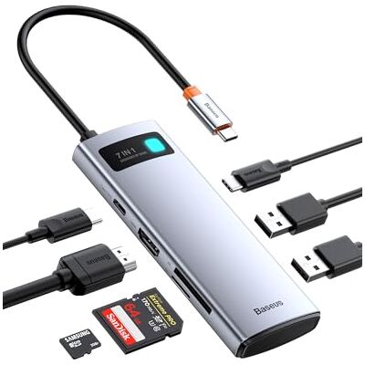Baseus Hub USB C 7 in 1 Docking Station Adattatore con 4K HDMI, 100W PD, 2 USB 3.0 5Gbps, 1 USB C, Lettore Schede SD/TF per Computer Portatili per MacBook/Surface Pro/iPad/Steam Deck/Rog Ally/Samsung Baseus Hub USB C 7 in 1 Docking Station Adattatore con 4K HDMI, 100W PD, 2 USB 3.0 5Gbps, 1 USB C, Lettore Schede SD/TF per Computer Portatili per MacBook/Surface Pro/iPad/Steam Deck/Rog Ally/Samsung