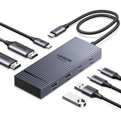 UGREEN Revodok Pro 207 Hub USB C 7 in 1 Docking Station Doppio Display 4K60Hz, 2 HDMI, 10Gbps, Ricarica PD 100W, Multiporte USB, 2A2C, Compatibile con Windows, MacBook Pro Air, Surface UGREEN Revodok Pro 207 Hub USB C 7 in 1 Docking Station Doppio Display 4K60Hz, 2 HDMI, 10Gbps, Ricarica PD 100W, Multiporte USB, 2A2C, Compatibile con Windows, MacBook Pro Air, Surface