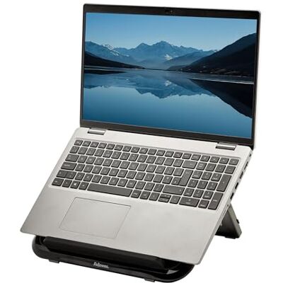Fellowes Supporto Laptop Everyday – Nero – Portatile, ergonomico, con 7 altezze regolabili – Per casa, ufficio e lavoro ibrido – Fino a 17", max 4 kg Fellowes Supporto Laptop Everyday – Nero – Portatile, ergonomico, con 7 altezze regolabili – Per casa, ufficio e lavoro ibrido – Fino a 17", max 4 kg
