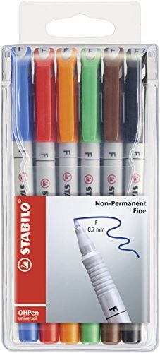 Stabilo Marcatore  OHPen universal Cancellabile Tratto Fine (0,7 mm) Astuccio da 6 Colori assortiti