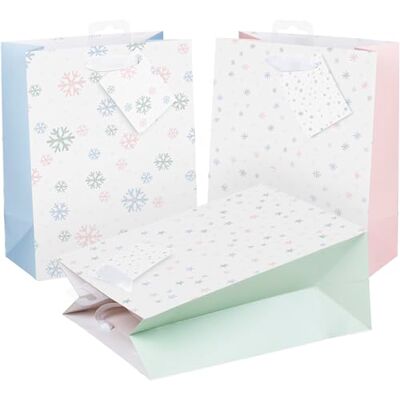Heku Set di 24 sacchetti regalo natalizi di alta qualità in carta con finitura glitterata, motivi pastello invernali, 3 colori, dimensioni pratiche (23 x 18 x 10 cm), ecologici e riutilizzabili Heku Set di 24 sacchetti regalo natalizi di alta qualità in carta con finitura glitterata, motivi pastello invernali, 3 colori, dimensioni pratiche (23 x 18 x 10 cm), ecologici e riutilizzabili