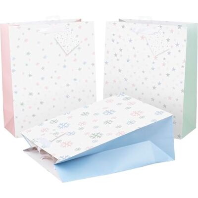 Heku 24 sacchetti regalo di Natale XL, 33 x 26 x 13 cm, motivi pastello invernali con effetto glitter, 3 colori, con bigliettini pieghevoli, carta di alta qualità, ideali per grandi regali di Natale Heku 24 sacchetti regalo di Natale XL, 33 x 26 x 13 cm, motivi pastello invernali con effetto glitter, 3 colori, con bigliettini pieghevoli, carta di alta qualità, ideali per grandi regali di Natale