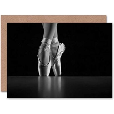Wee Blue Coo CARD GREETING MONOCHROME BALLERINA DANCER SHOES GIFT Wee Blue Coo CARD GREETING MONOCHROME BALLERINA DANCER SHOES GIFT