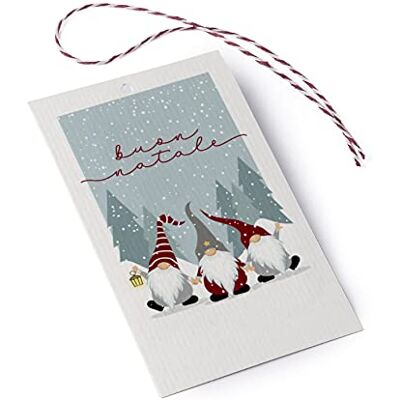 Mopec -Biglietti Buon Natale Gnomi rossi, bianco, 6 x 10 cm, confezione da 25, Mopec -Biglietti Buon Natale Gnomi rossi, bianco, 6 x 10 cm, confezione da 25,