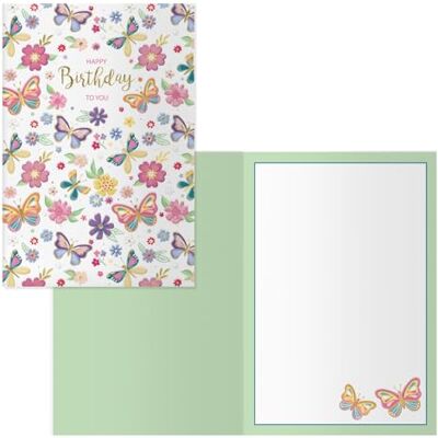 DOHE Biglietti d'auguri di compleanno Confezione da 6 pezzi Dimensioni: 11,5 x 17 cm (chiuso) Include busta per riporre il biglietto Modello Farfalle DOHE Biglietti d'auguri di compleanno Confezione da 6 pezzi Dimensioni: 11,5 x 17 cm (chiuso) Include busta per riporre il biglietto Modello Farfalle