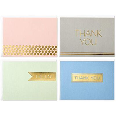 Hallmark Assortimento di biglietti di ringraziamento in scatola, lamina d'oro classica (quattro disegni assortiti, 40 biglietti con buste) Hallmark Assortimento di biglietti di ringraziamento in scatola, lamina d'oro classica (quattro disegni assortiti, 40 biglietti con buste)