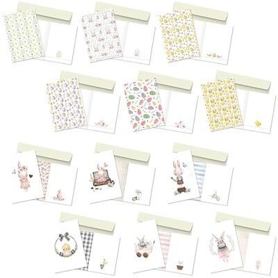 Creative Set di 12 Biglietti di Auguri Pasquali, Motivi Coniglietti e Uova, 16 x 11 cm, Design Primaverile Creative Set di 12 Biglietti di Auguri Pasquali, Motivi Coniglietti e Uova, 16 x 11 cm, Design Primaverile