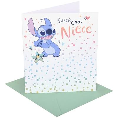 UK Greetings , biglietto di compleanno Disney Lilo & Stitch per nipote, regalo di buon compleanno, per lei, ragazze, donne, design Stitch, con busta, 15,9 x 18,4 cm UK Greetings , biglietto di compleanno Disney Lilo & Stitch per nipote, regalo di buon compleanno, per lei, ragazze, donne, design Stitch, con busta, 15,9 x 18,4 cm