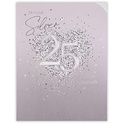 Clintons : Bling Heart Your 25th Anniversary Card 11x15cm Clintons : Bling Heart Your 25th Anniversary Card 11x15cm