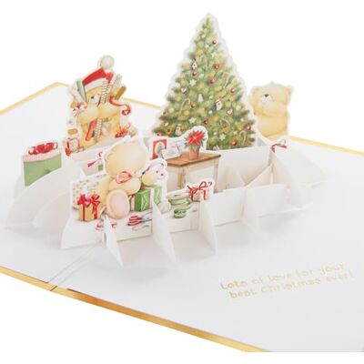 Hallmark Biglietto di Natale, Forever Friends, biglietto 3D e pop-up, orsetti Forever Friends con regali, con dettagli in lamina d'oro, bianco, oro Hallmark Biglietto di Natale, Forever Friends, biglietto 3D e pop-up, orsetti Forever Friends con regali, con dettagli in lamina d'oro, bianco, oro