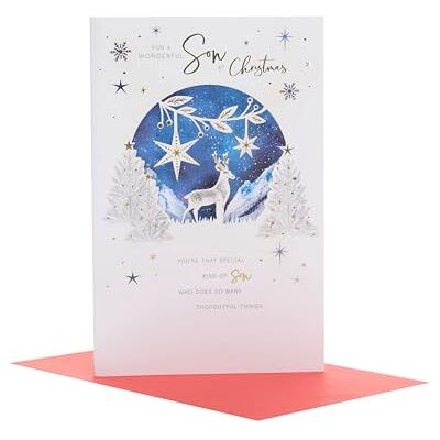 UK Greetings Biglietto di Natale per figlio, motivo scena innevata UK Greetings Biglietto di Natale per figlio, motivo scena innevata