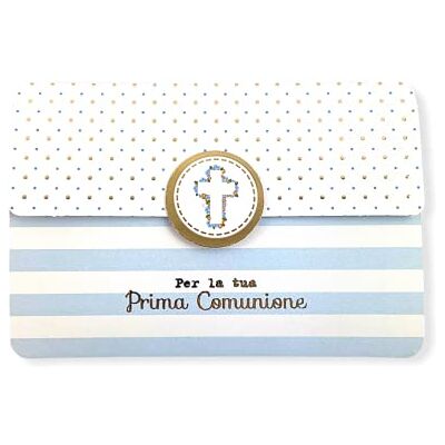 Creative Biglietto Auguri Comunione Bambino Portasoldi – Chiusura Magnetica, 11.50 x 16.50 cm, Comunione Strisce Azzurre Creative Biglietto Auguri Comunione Bambino Portasoldi – Chiusura Magnetica, 11.50 x 16.50 cm, Comunione Strisce Azzurre