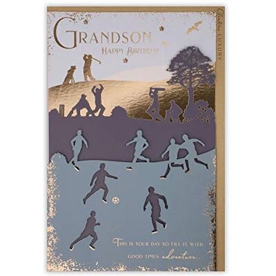 Clintons : Grandson Laser Multi Sports Scenes Biglietto di compleanno, 11 x 15 cm Clintons : Grandson Laser Multi Sports Scenes Biglietto di compleanno, 11 x 15 cm