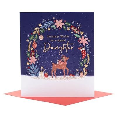 UK Greetings Biglietto di Natale per figlia, motivo: renna dolce UK Greetings Biglietto di Natale per figlia, motivo: renna dolce