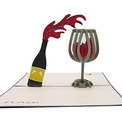 ART Biglietto pop-up 3D Realizzato a mano Biglietto pieghevole creativo di auguri di compleanno, regalo, buono, invito Con busta e custodia protettiva Per uomini, donne (Vino) ART Biglietto pop-up 3D Realizzato a mano Biglietto pieghevole creativo di auguri di compleanno, regalo, buono, invito Con busta e custodia protettiva Per uomini, donne (Vino)