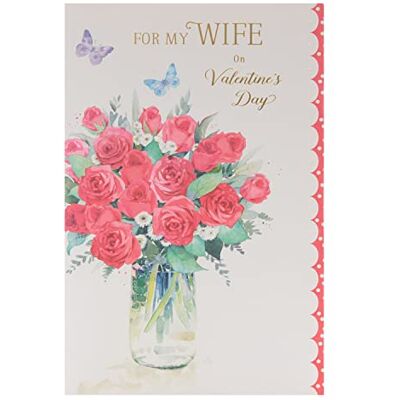 UK Greetings Biglietto di San Valentino Moglie Vaso di Rose UK Greetings Biglietto di San Valentino Moglie Vaso di Rose
