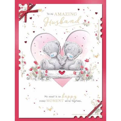 Me To You Biglietto di San Valentino Tatty Teddy, realizzato a mano, con scritta "To my Amazing Husband", 30,5 x 23 cm, collezione ufficiale Me To You Biglietto di San Valentino Tatty Teddy, realizzato a mano, con scritta "To my Amazing Husband", 30,5 x 23 cm, collezione ufficiale